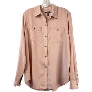 CHAPS Women's Size XL Tencel Long Sleeve Pink Button Front Shirt - NWT